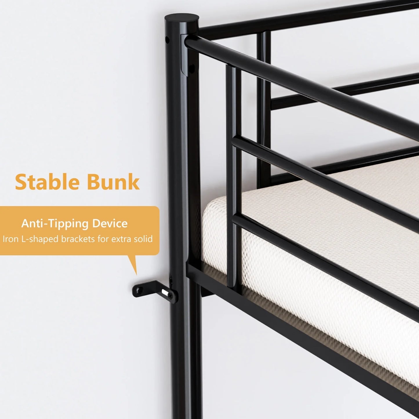Twin over Twin Steel Bunk Beds Frame, 78" X 42" X 65" with Ladder Bedroom Dorm Room for Kids Adult Children