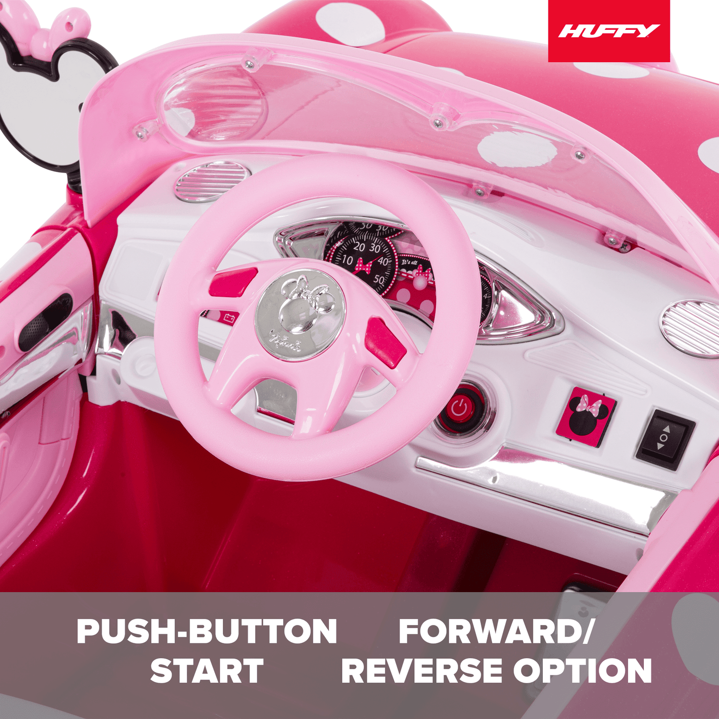 6V  Disney Minnie Mouse Battery-Powered Ride-On Car, Kids Ages 3+ - Pink, One Unit