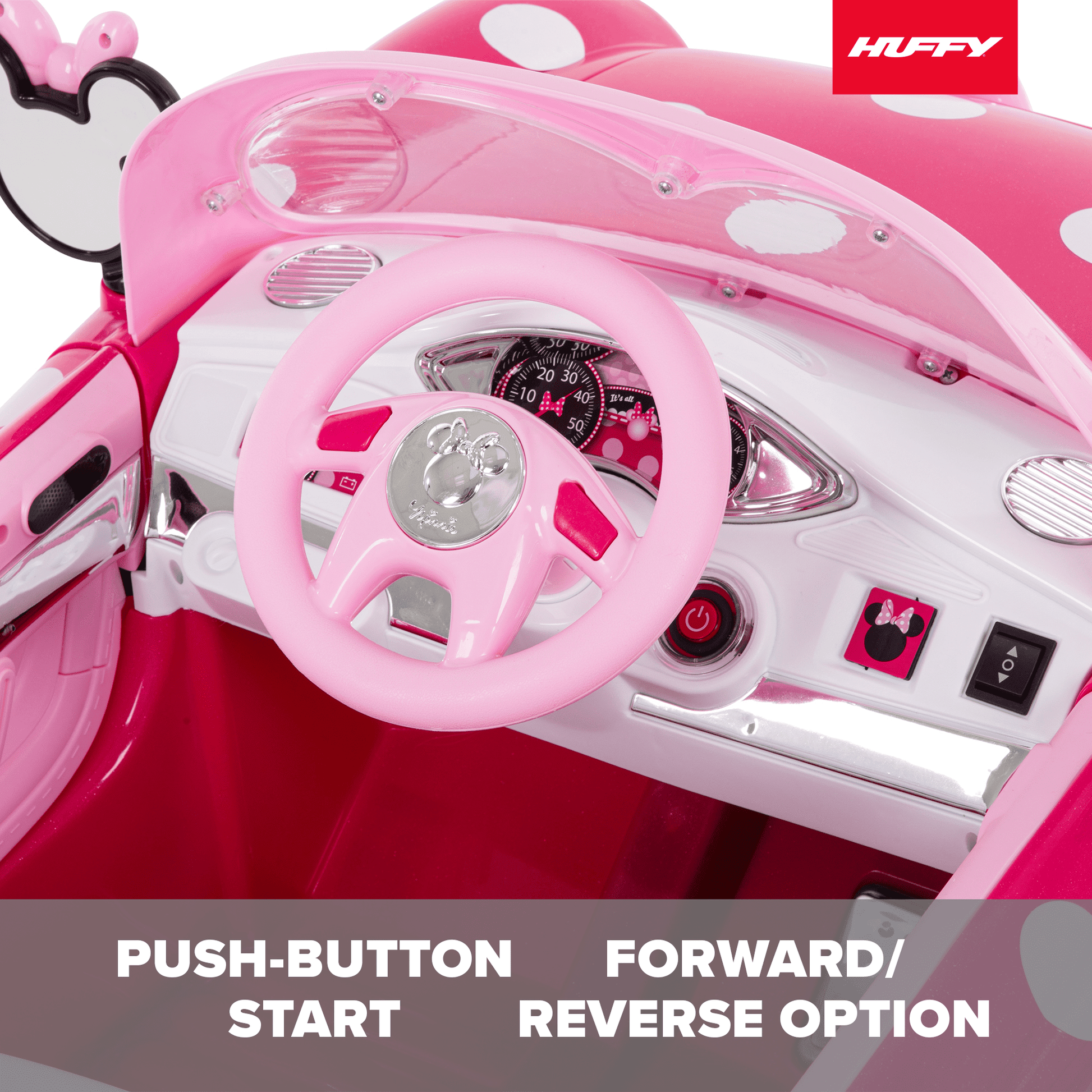 6V  Disney Minnie Mouse Battery-Powered Ride-On Car, Kids Ages 3+ - Pink, One Unit