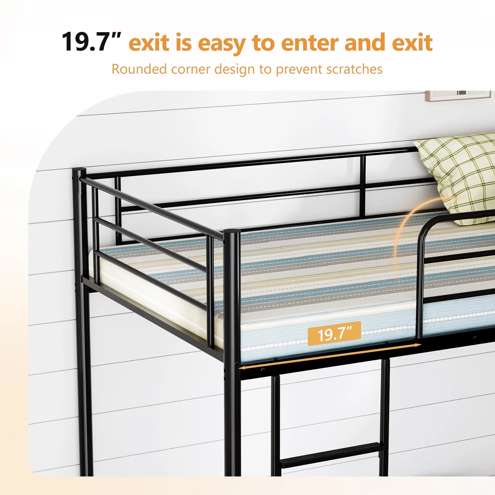 Twin over Twin Steel Bunk Beds Frame, 78" X 42" X 65" with Ladder Bedroom Dorm Room for Kids Adult Children