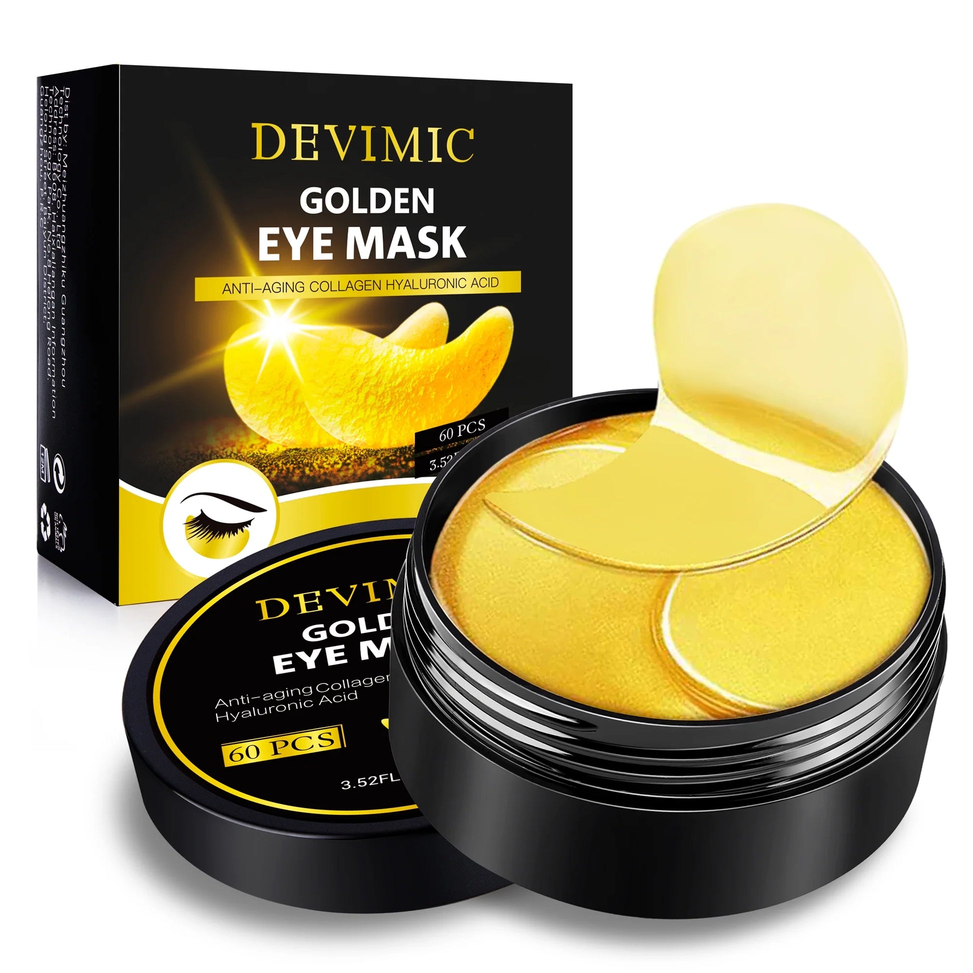 Golden Eye Mask, 30 Pairs under Eye Masks for Dark Circles and Puffiness, under Eye Patches for Puffy Eyes and Eye Bags, Gel Eye Mask Eye Pads for Face Skin Care