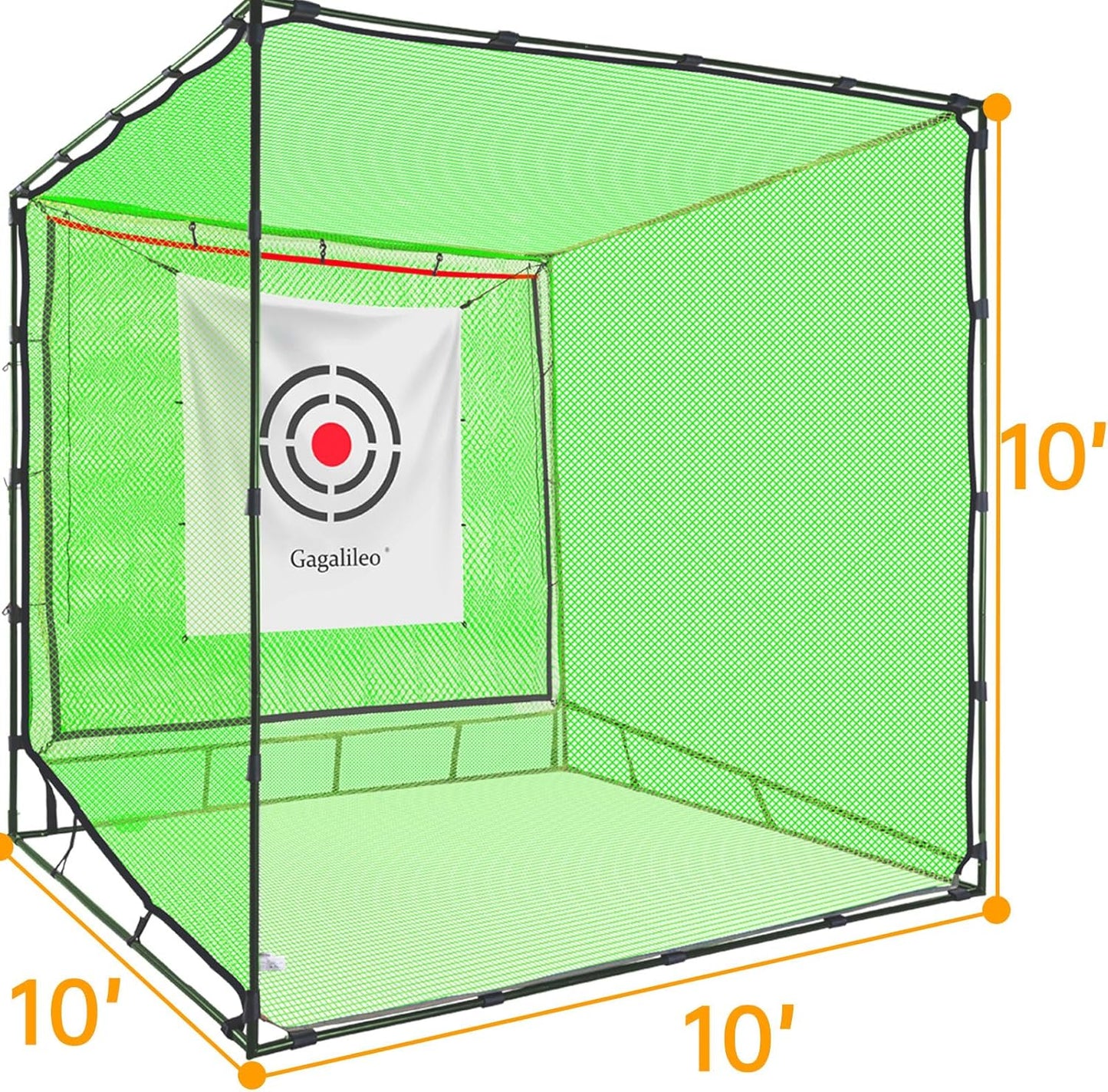 Golf Cage Net with Steel Frame and Target: 10X10X10FT Heavy Duty Practice Net for Backyard Driving & Indoor Driving Range Outdoor Training