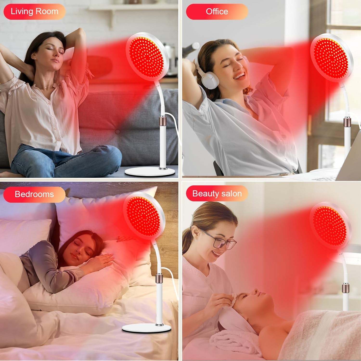 Red Light Therapy Device with Base, 660Nm Red Light & 850Nm &940Nm near Infrared Therapy Lamp with Timer, for Body at Home
