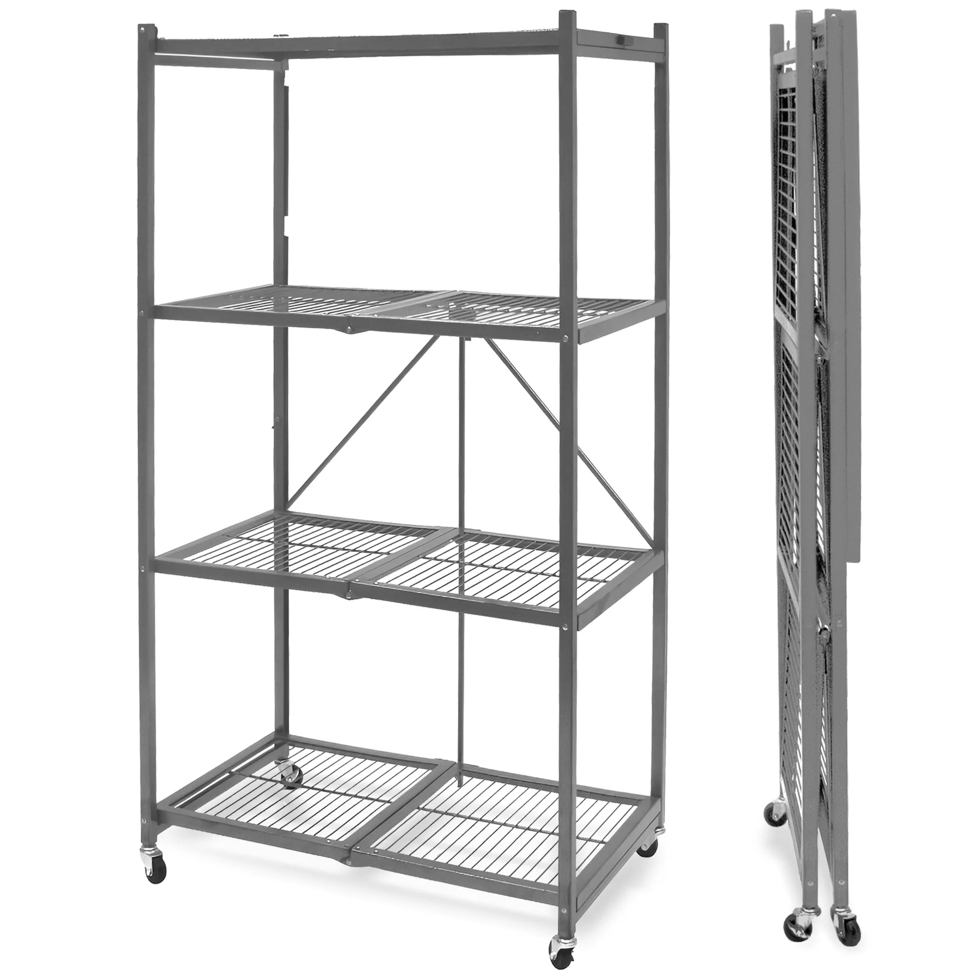 4-Shelf R5 Series Storage Rack with Wheels, Gray