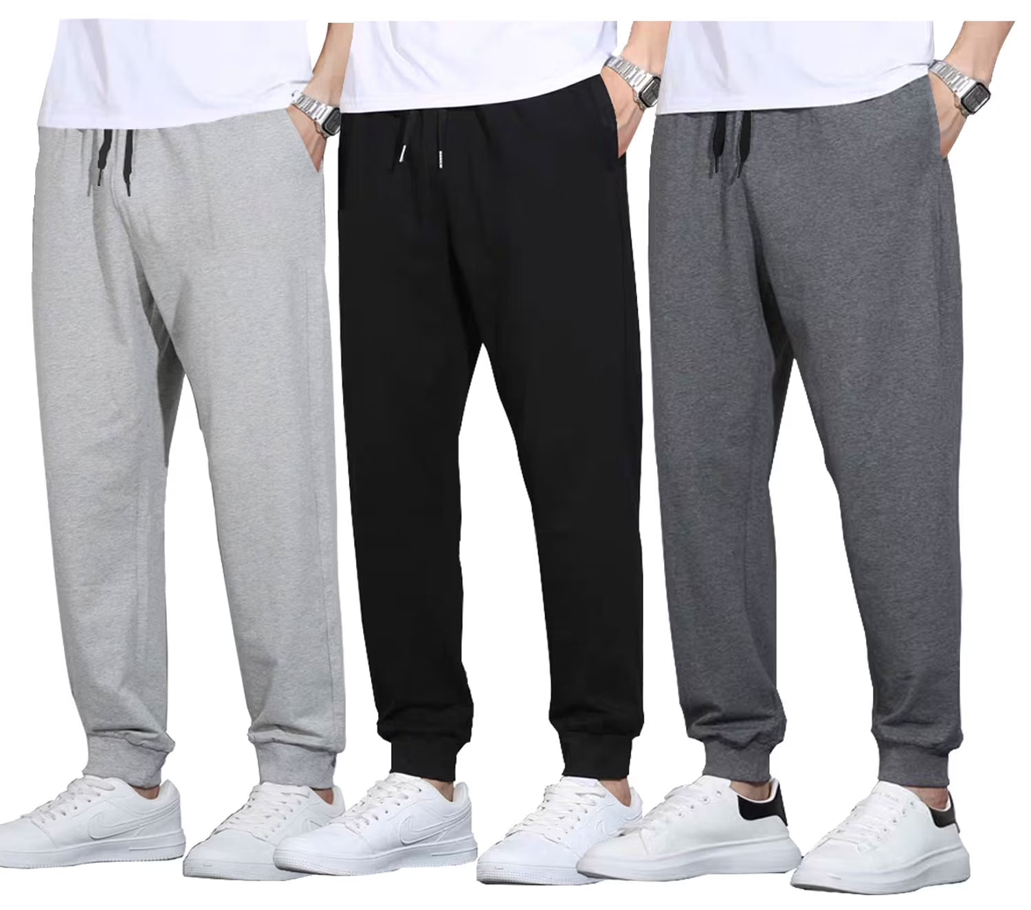 3 Pack Men'S Active Athletic Casual Jogger Running Sweatpants Workout Gym Pants with Pockets