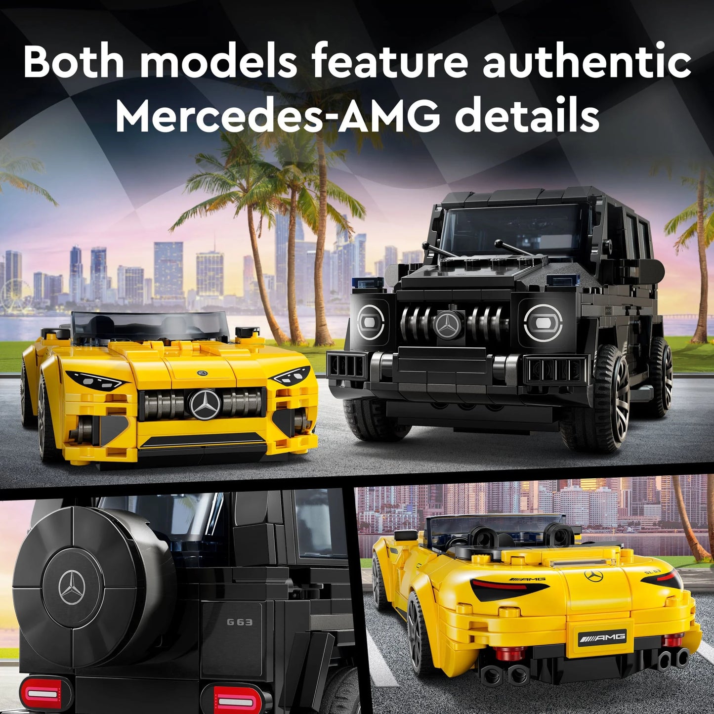 Speed Champions Mercedes-Amg G 63 & Mercedes-Amg SL 63 Toy Cars - Building Toys Set for Boys & Girls, Ages 10+ - Gift for Christmas - W/ 2 Minifigures - 76924
