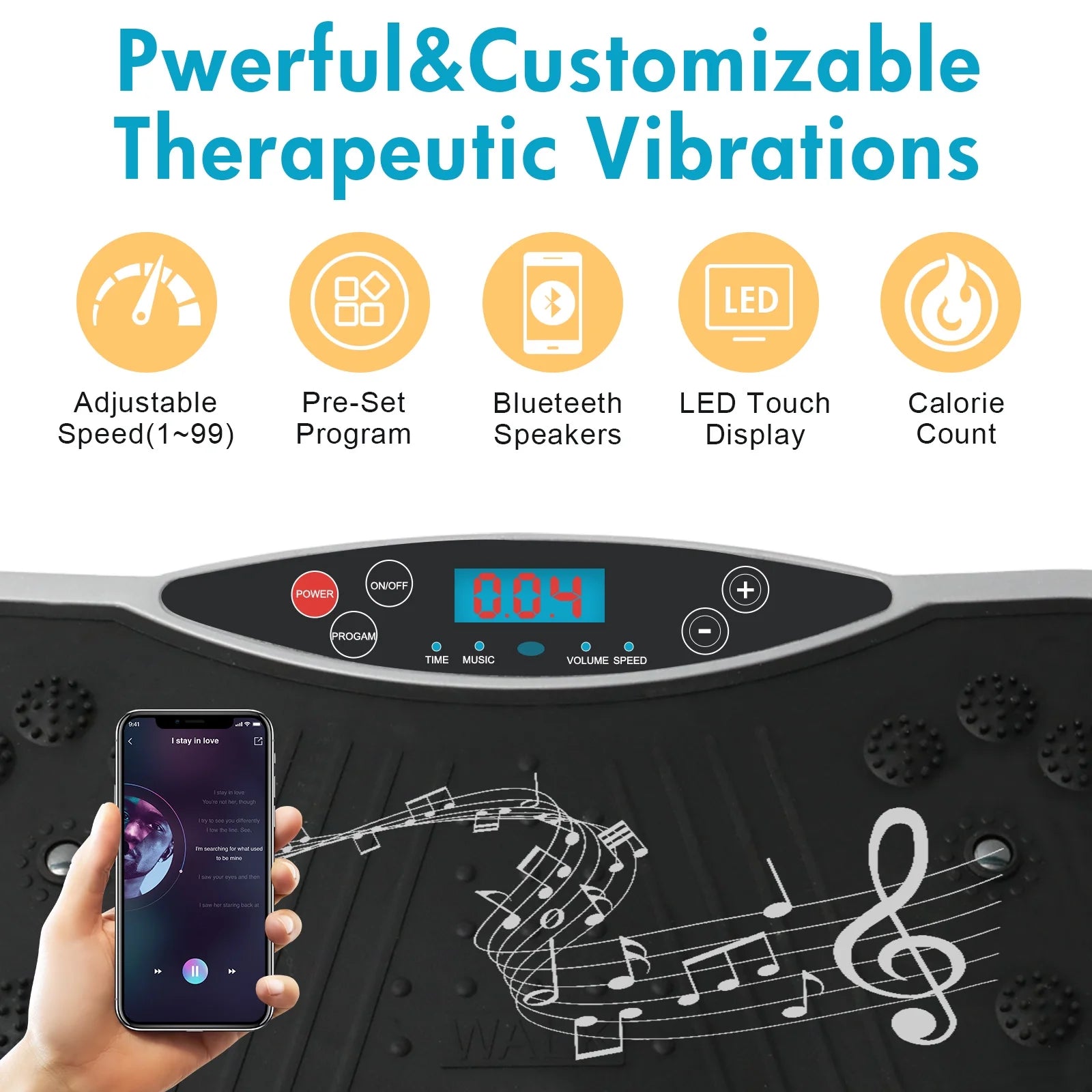 Vibration Plate Exercise Machine, Full Body Workout Machine for Weight Loss, Vibrating Board 300LBS Capacity, Vibration Platform with Resistance Bands, Remote Control, Silver-White