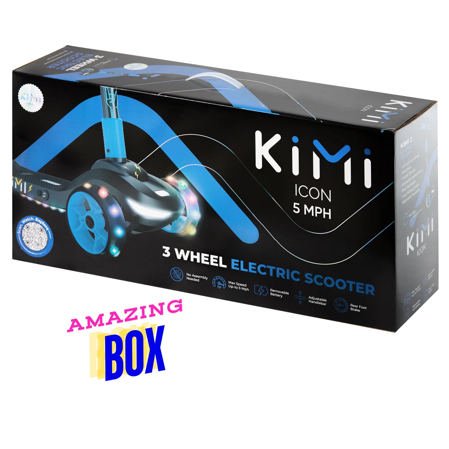 Foldable 3-Wheel Electric Scooter for Kids, Adjustable, Age 2-9, 5Mph, Lights, 10 Miles Range, Charger Included