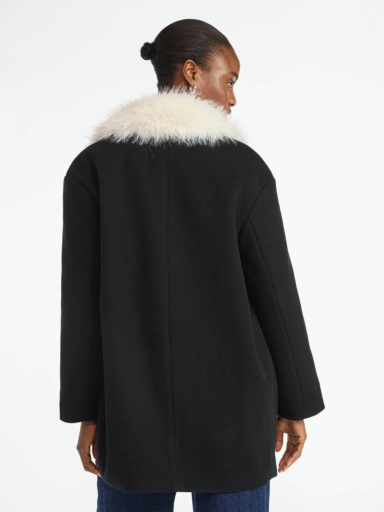 Women'S and Women'S plus Oversized Faux Fur Collar Coat, Heavyweight, Sizes XS-4X