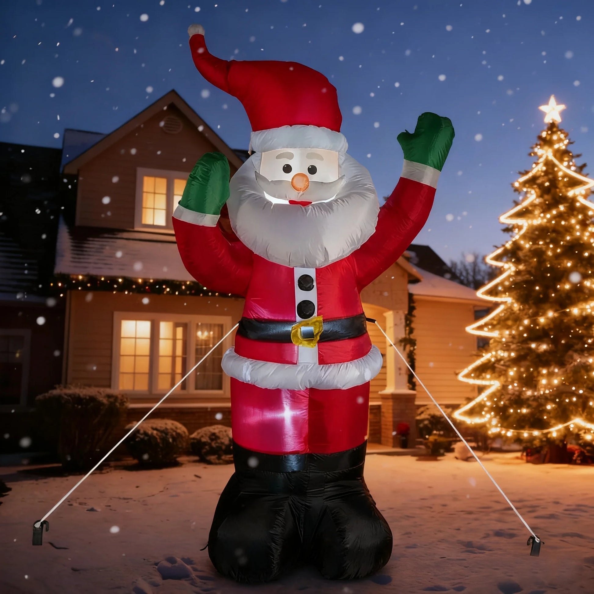 6Ft Christmas Inflatable Santa Claus with Gift Bag, Built in LED Lights, Outdoor Christmas Decor for Yard Lawn Garden, Indoor Xmas Decorations, Holiday Party Blow up Decor