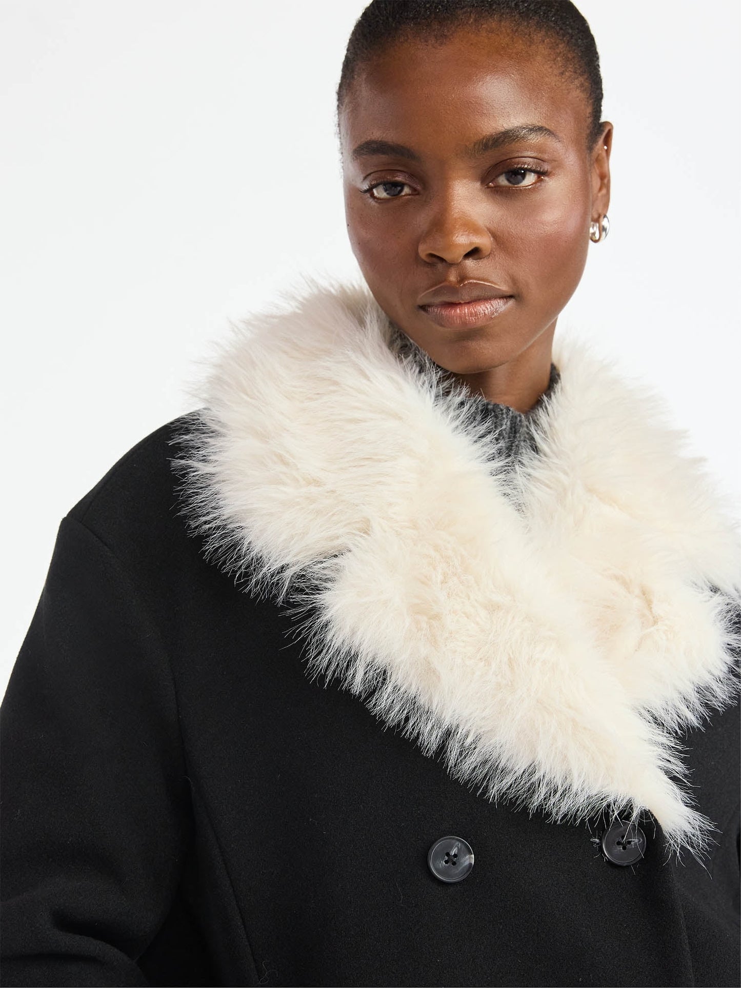 Women'S and Women'S plus Oversized Faux Fur Collar Coat, Heavyweight, Sizes XS-4X