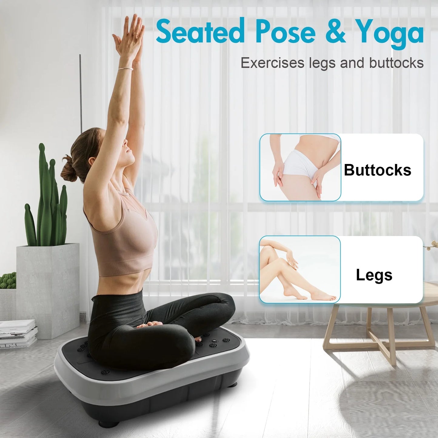 Vibration Plate Exercise Machine, Full Body Workout Machine for Weight Loss, Vibrating Board 300LBS Capacity, Vibration Platform with Resistance Bands, Remote Control, Silver-White