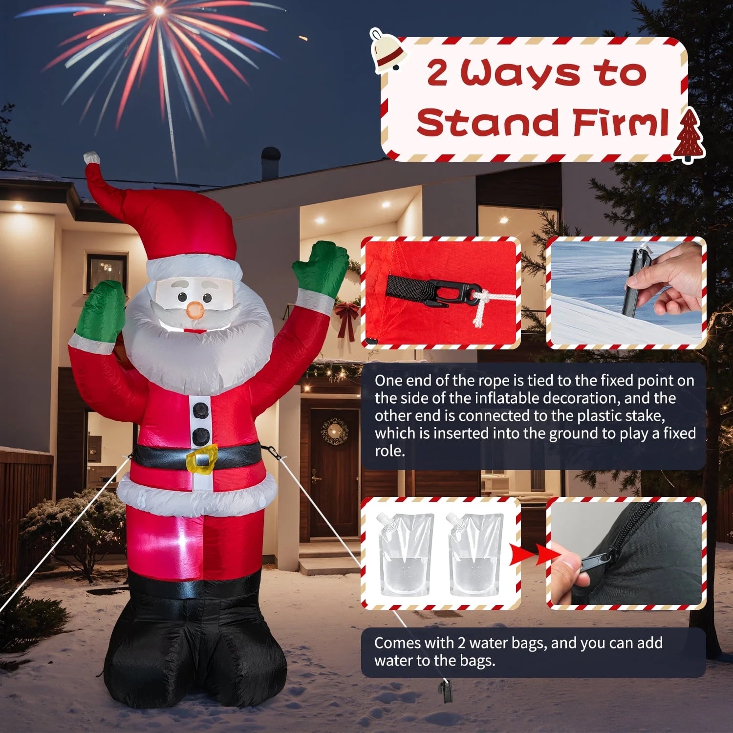 6Ft Christmas Inflatable Santa Claus with Gift Bag, Built in LED Lights, Outdoor Christmas Decor for Yard Lawn Garden, Indoor Xmas Decorations, Holiday Party Blow up Decor