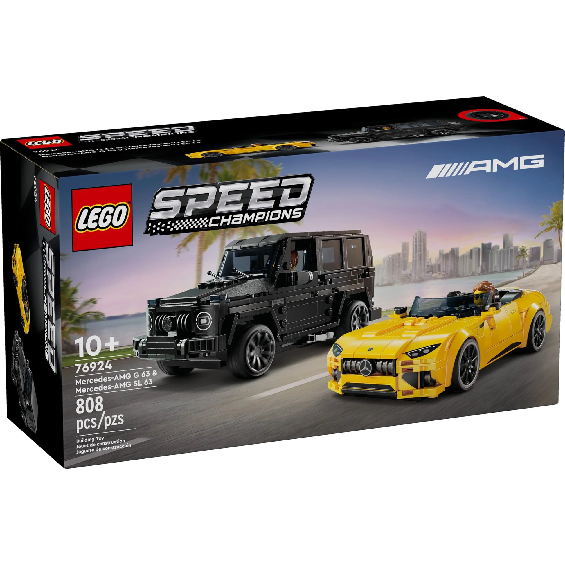 Speed Champions Mercedes-Amg G 63 & Mercedes-Amg SL 63 Toy Cars - Building Toys Set for Boys & Girls, Ages 10+ - Gift for Christmas - W/ 2 Minifigures - 76924