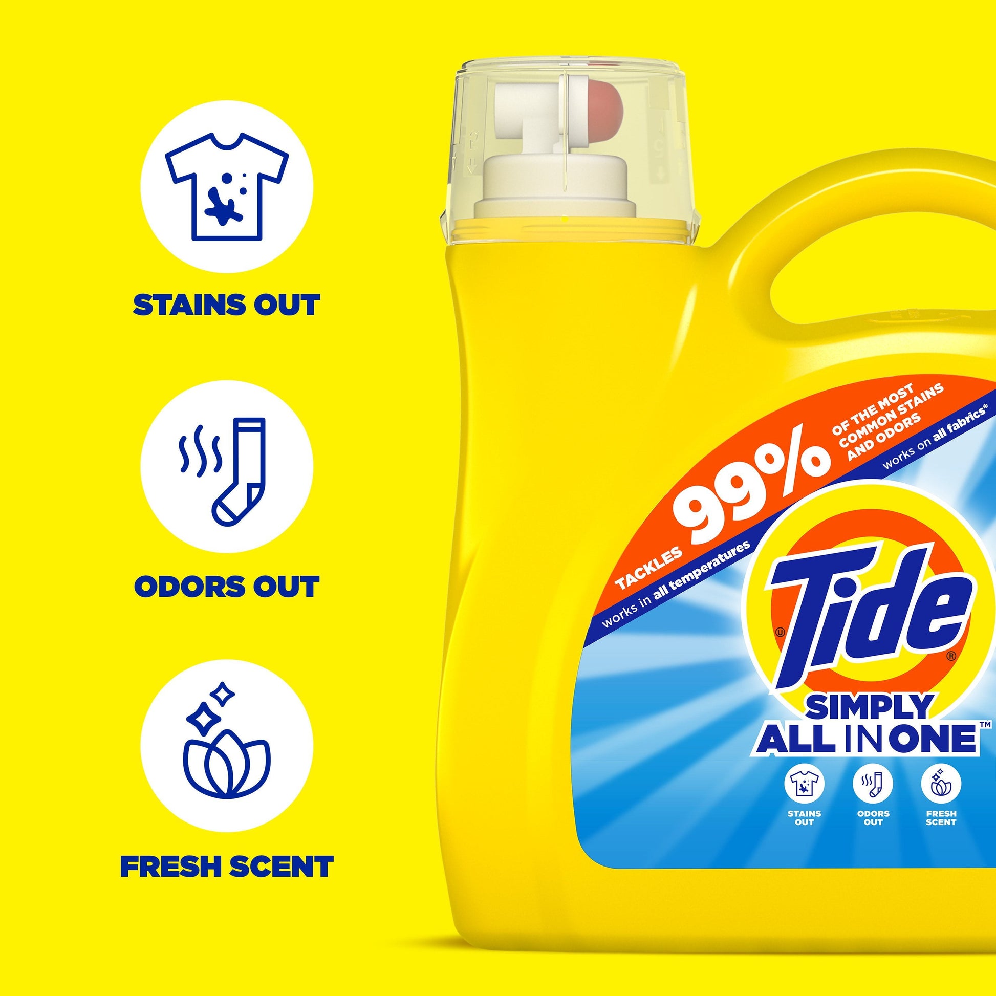Simply Laundry Detergent Liquid All-In-One, Refreshing Breeze Scent, 117 Fl Oz, 89 Loads